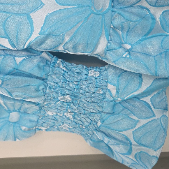 Beautiful Pomander Place Tiered Dress. Turquoise Blue Floral Print! Medium. - Picture 6 of 12